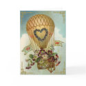 Hot Air Balloon With Flowers Valentine Cards, Gift