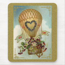 Hot Air Balloon With Flowers Valentine Cards, Gift Mouse Mat