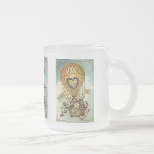 Hot Air Balloon With Flowers Valentine Cards, Gift Mugs