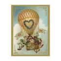 Hot Air Balloon With Flowers Valentine Cards, Gift postcards