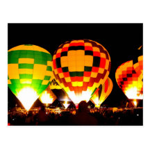 Hot Air Balloons Glowing at Night Post Card
