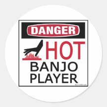 Hot Banjo Player Round Sticker