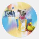 Hot Bath - Chinese Crested - Sasha Round Sticker