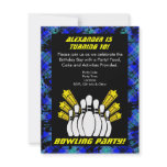 Hot Blue Boy Personalised Bowling Party Invitation