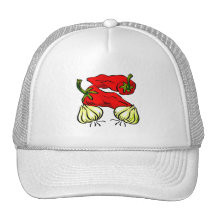 Hot Chilli Pepper and Onion Graphic Trucker Hats