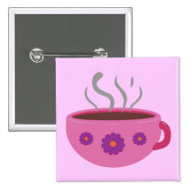 Hot Cup of Coffee Pinback Button