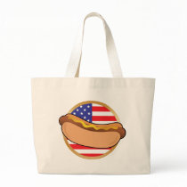 Hot Dog American Flag Canvas Bag