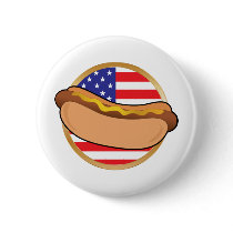 Hot Dog American Flag Pinback Buttons