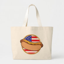 Hot Dog American Flag Canvas Bag