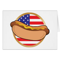 Hot Dog American Flag Card