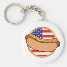 Hot Dog American Flag Key Chain