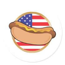 Hot Dog American Flag Stickers