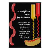 Hot Dog and Condiments Invitation