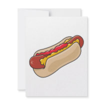 hot dog in bun with ketchup and mustard graphic announcement