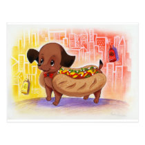 Hot Dog In The City Kitschy Cute postcards