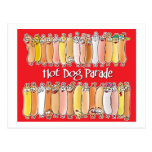Hot Dog Parade with red background Postcards