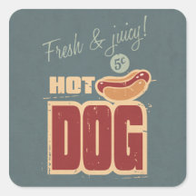 Hot Dog Square Stickers
