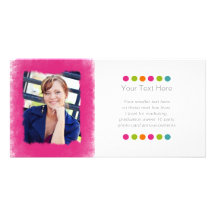 Hot Fuchsia Pink Sponged Photo Frame Photo Cards