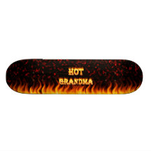 Hot Grandma fire and red marble heart Skateboard Decks
