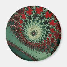 Hot Peppery Spicy Fractal - green and red Fridge Magnets