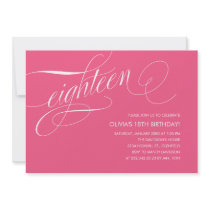 Hot Pink 18th Birthday Party Invitations