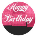 Hot Pink and Black Birthday stickers