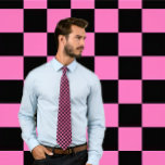 Hot Pink and Black Chequerboard Necktie