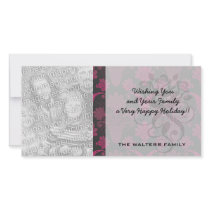 hot pink and black damask.ai photo card template