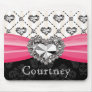 Hot Pink and Black Damask Diamond Mouse Pad Rhines