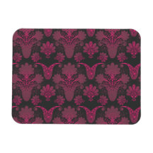 hot pink and black damask magnets