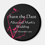 Hot pink and black save the date magnets