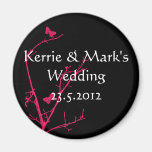 Hot pink and black wedding favours magnet