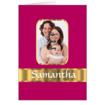 Hot pink and gold personalized card