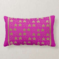 Hot Pink and Gold Stars Throw Pillow pillows