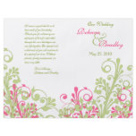 Hot Pink and Green Abstract Floral Wedding Program flyers