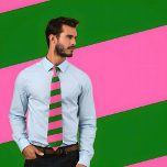 Hot Pink and Green Striped Tie (Thick Stripes)