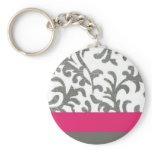 Hot Pink and Grey Floral Pattern keychains