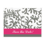 Hot Pink and Grey Floral Pattern postcards