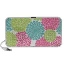 Hot Pink and Lime Green Flowers Pattern iPhone Speaker