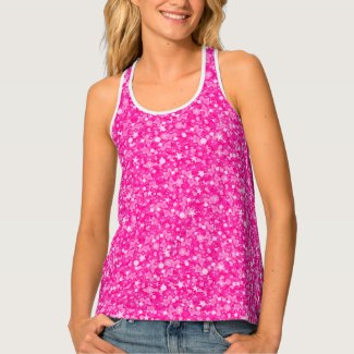 Hot Pink And White Glitter Pattern Tank Top