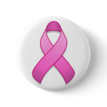 Hot Pink Awareness Ribbon Button