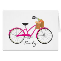 Hot PInk Bicycle with Oranges Card