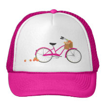 Hot PInk Bicycle with Oranges Mesh Hat