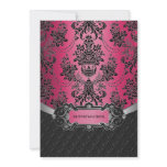 Hot Pink & Black Damask Wedding Invitations