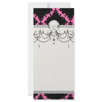 hot pink black diamond mod damask personalised rack card