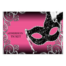 Hot Pink Black Masquerade Party Admission Tickets Business Card Template