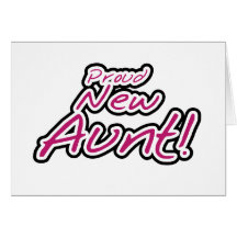 Hot Pink/Black Text Proud New Aunt Greeting Cards