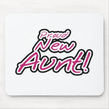 Hot Pink/Black Text Proud New Aunt Mouse Pads