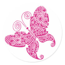 Hot Pink Butterfly Sticker