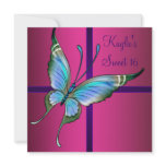 Hot Pink Butterfly Sweet 16 Party invitations